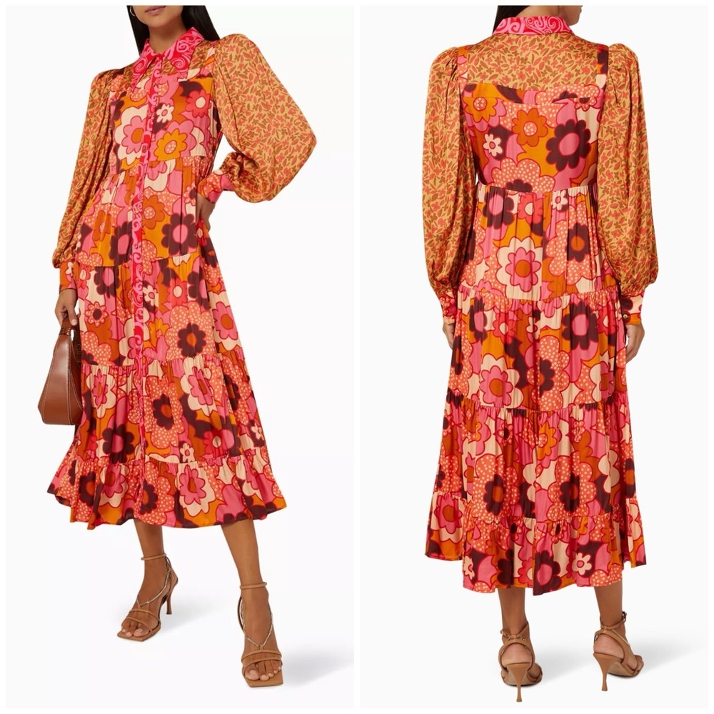 CeliaB Monte Rosa Printed Maxi Dress in Satin Size XS